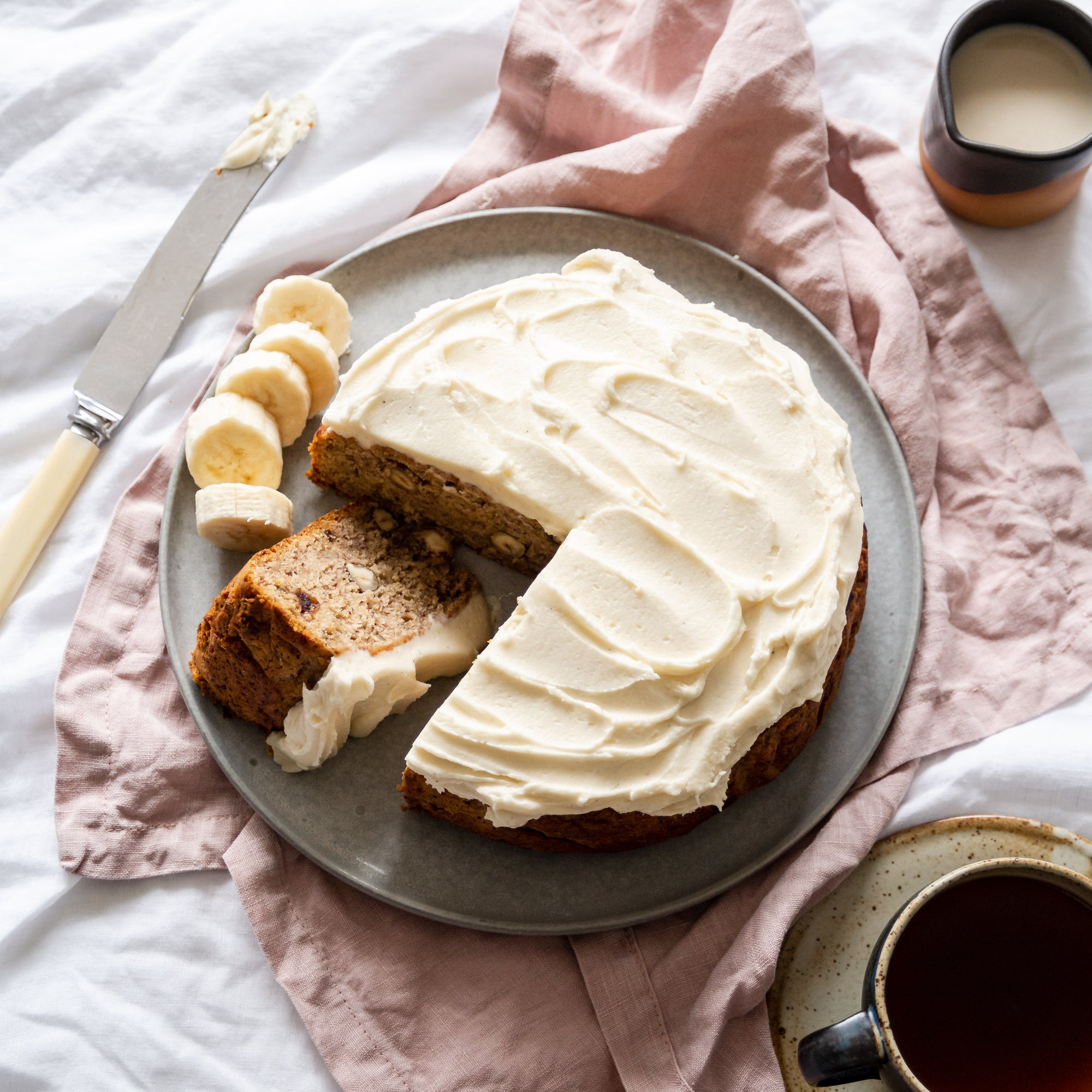 Banana, coffee and hazelnut cake