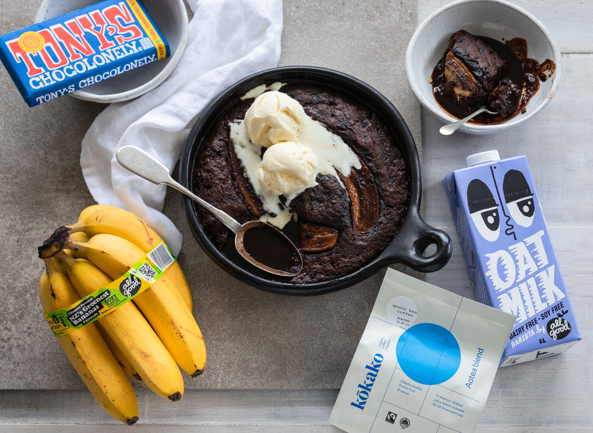 Banana & Dark Chocolate Self-Saucing Pudding w Chocolate & Coffee Sauce