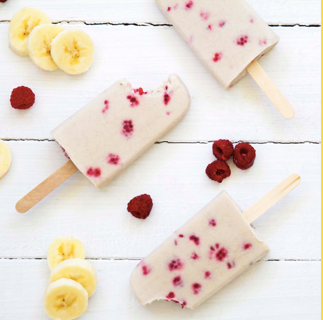 Banana and Raspberry Popsicles