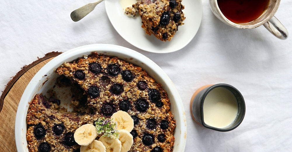 Banana and Blueberry Baked Oatmeal