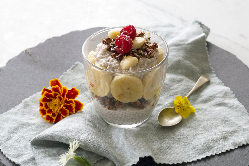 Banana & Vanilla Chia Parfait w/ Cacao Granola