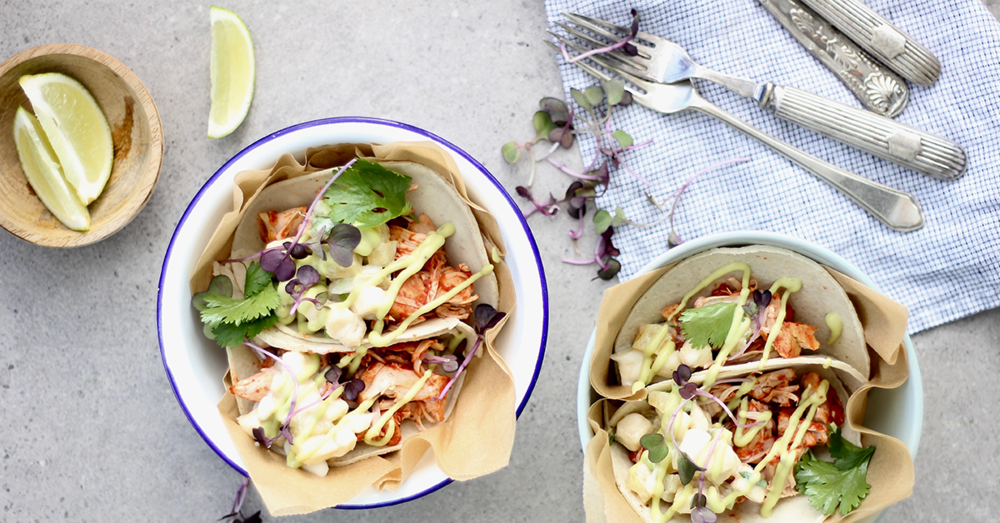 Smoky Roast Jackfruit Tacos w/ Charred Pineapple + Banana Salsa