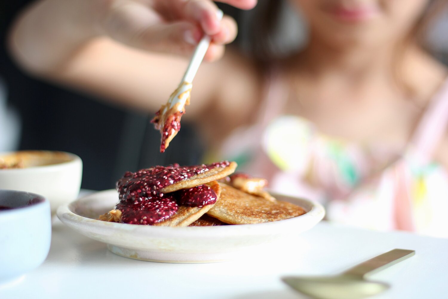 Plant Protein Vanilla Pancakes w/ Berry Chia Jam
