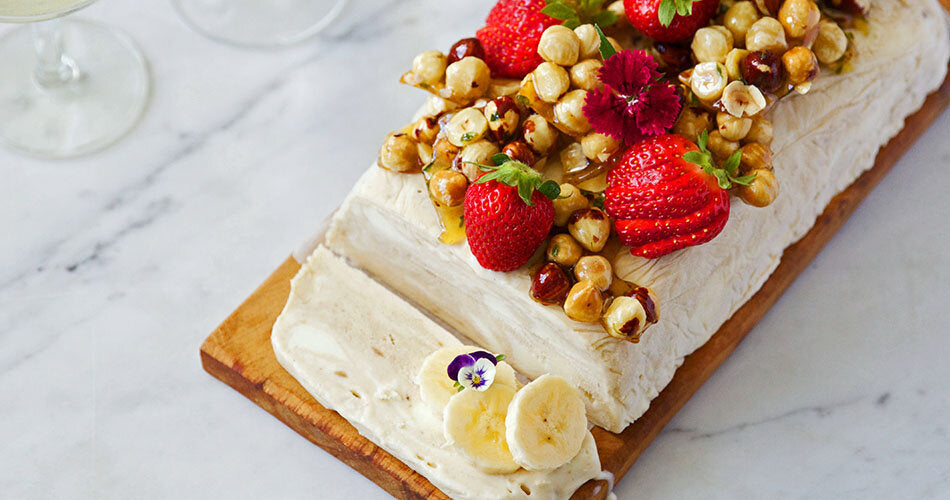 Banana Semifreddo with Honey & Thyme Hazelnuts