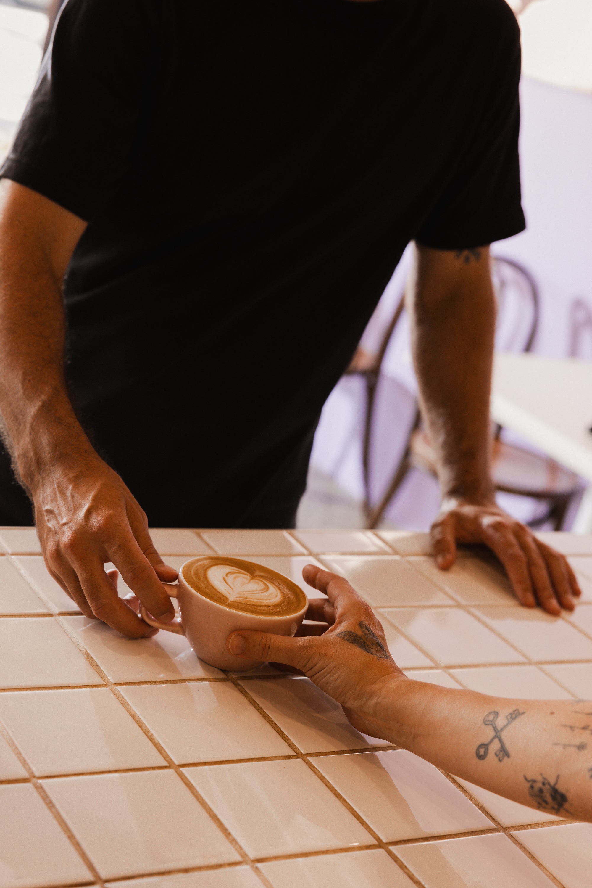 Coffee cups being served